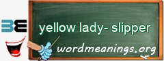 WordMeaning blackboard for yellow lady-slipper